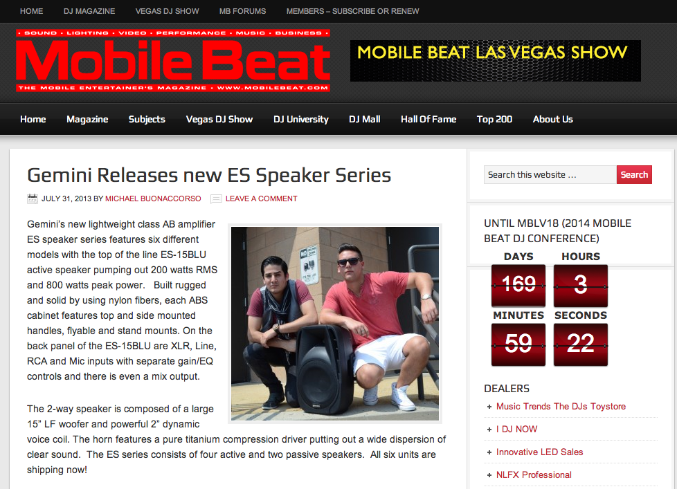 Gemini Releases new ES Speaker Series | Mobile Beat Magazine - Online, In Person and In Print - For Mobile DJs, KJs and VJs